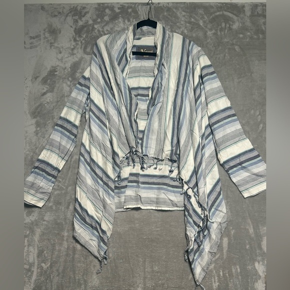 Natural Reflections Beachy Open Front Cardigan Wrap Sweater Women’s Large Fringe - Picture 1 of 7
